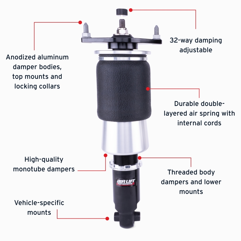 Subaru WRX Rear Air Suspension Kit - Air Lift - Performance, Adjustable, 32-Level Damping - `15-`21